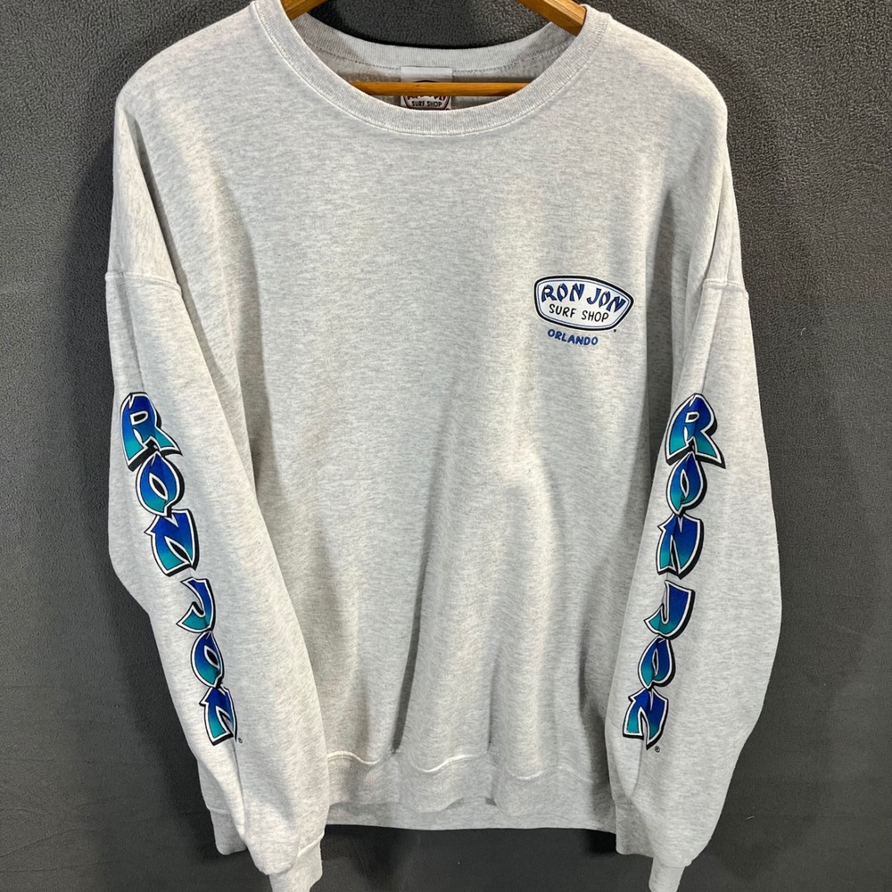 Ron Jon Surf Shop Orlando Gray Graphic Sweatshirt Mens 2XL XXL Crewneck Fleece